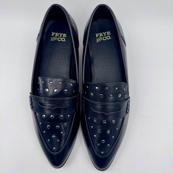 NWOB Frye and Co. Women's Elara Black Edgy Studded Pointed-Toe Loafers | Size 6M - Picture 5 of 9